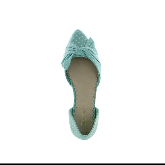 Mint Polka Dot D’Orsay Flats w Almond Point Toe - Picture 3 of 8
